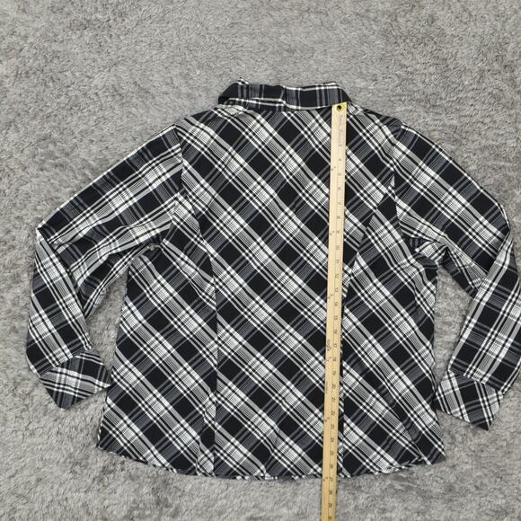 Lane Bryant Women's Plus Size 20 Button Up Long Sleeve Multicolor Cotton V-Neck - Picture 5 of 8